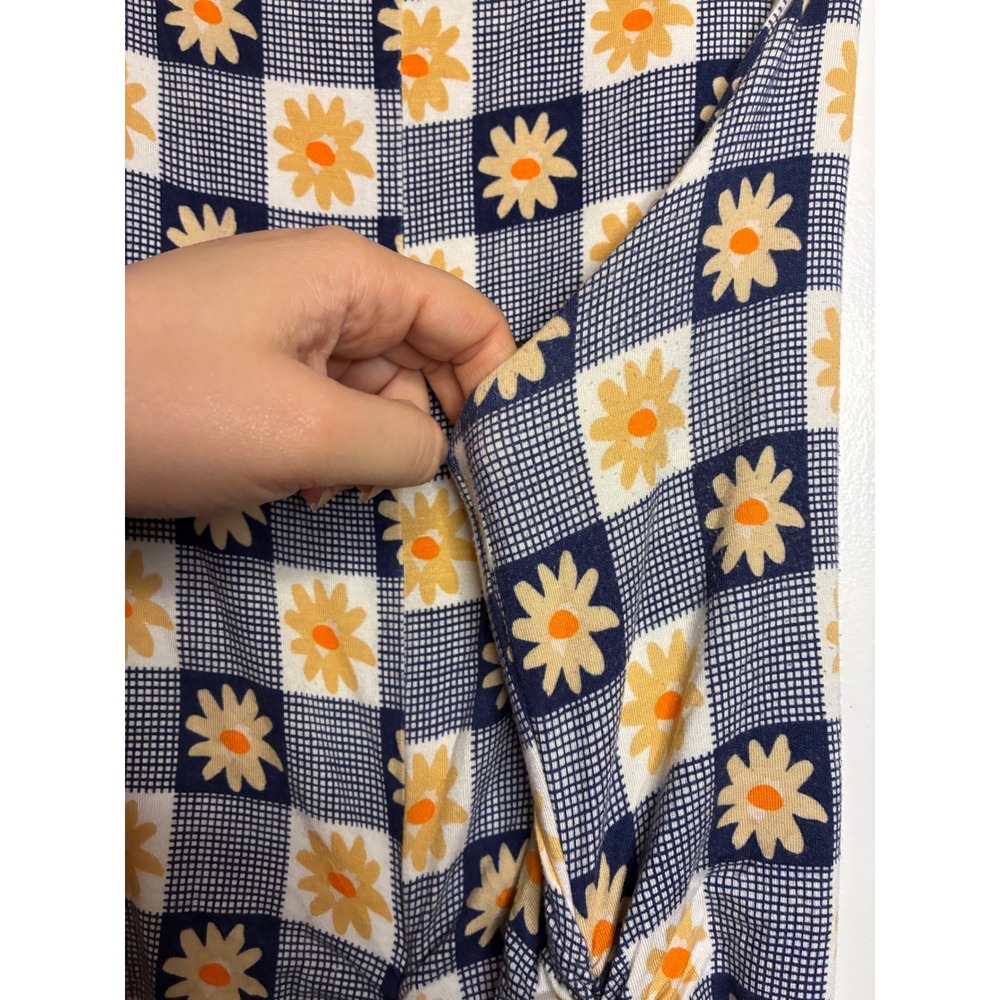 Lisa Says Gah Dress Women 2XL Blue White Daisy Gingham Ruched Back Midi Tank - Picture 6 of 8